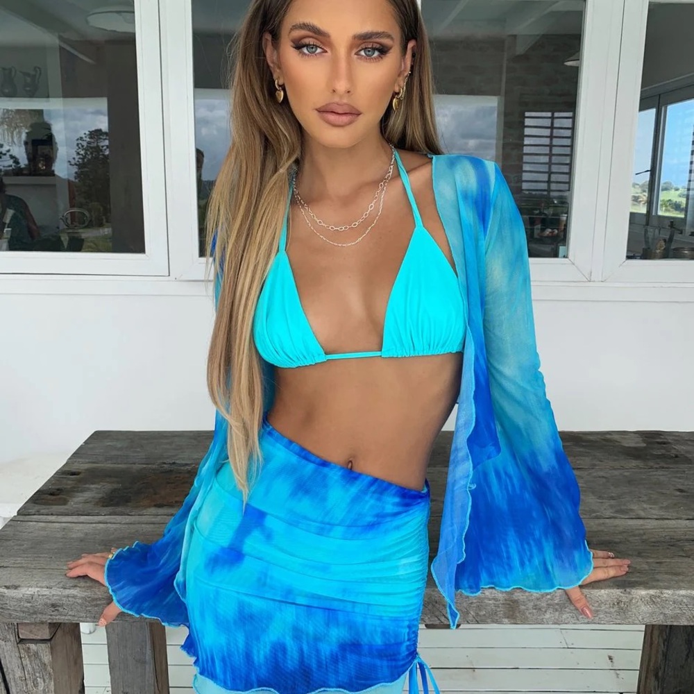 Tiger Mist Blue Tie-Dye Bikini Set Size Medium